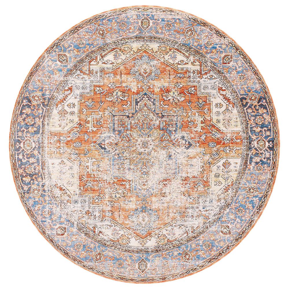 Surya Chicago CHG2301 6&#39;7&quot; Round Burnt Orange, Brick Red, Slate, Black, Mustard, Light Beige, Camel Area Rug, , large