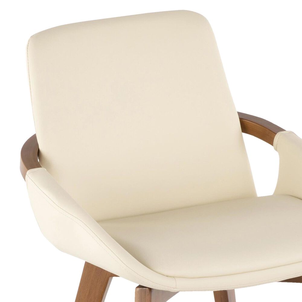 Lumisource Cosmo Arm Chair with Cream Faux Leather Cushion in Walnut, , large