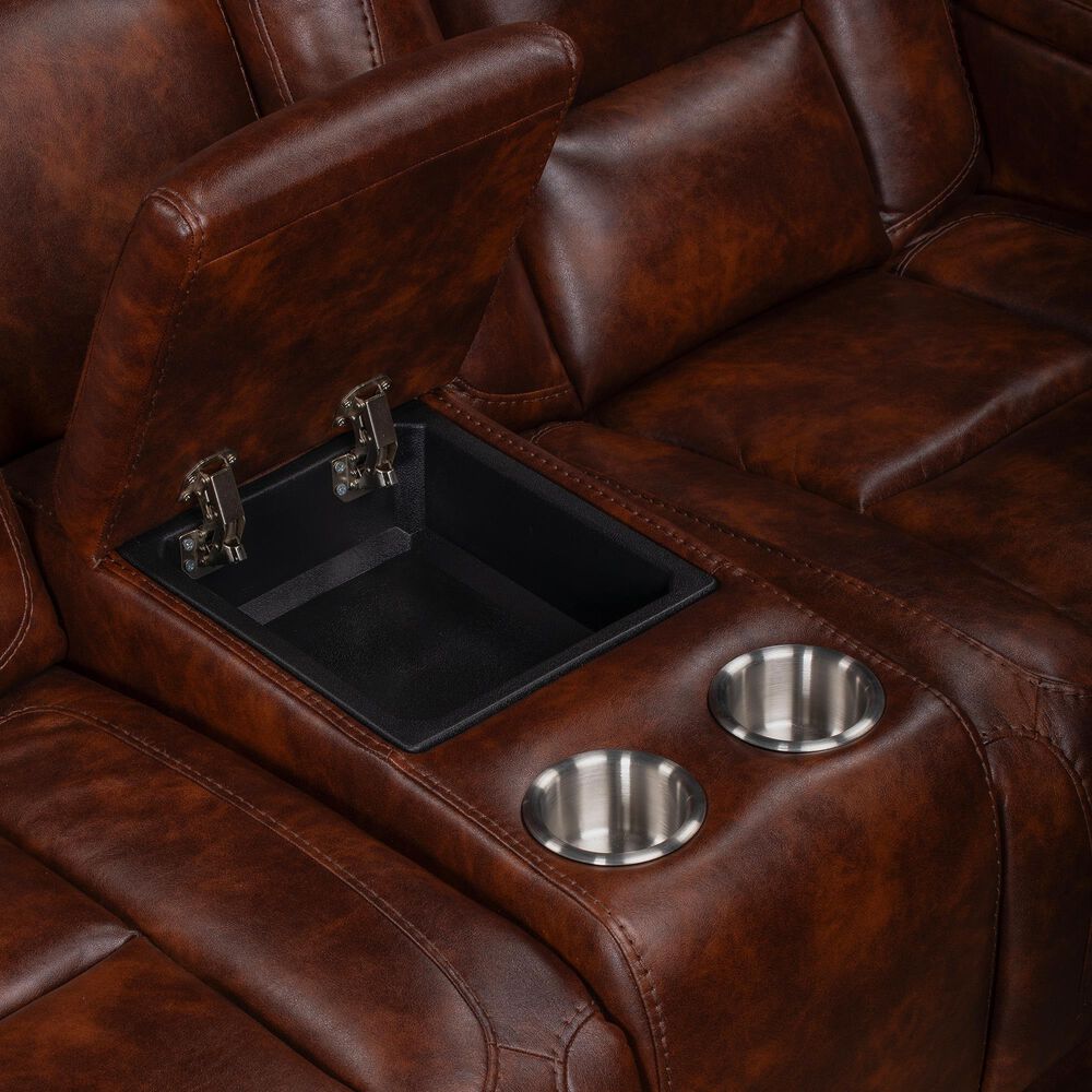 New Heritage Design Chester Power Reclining Loveseat in Brown, , large