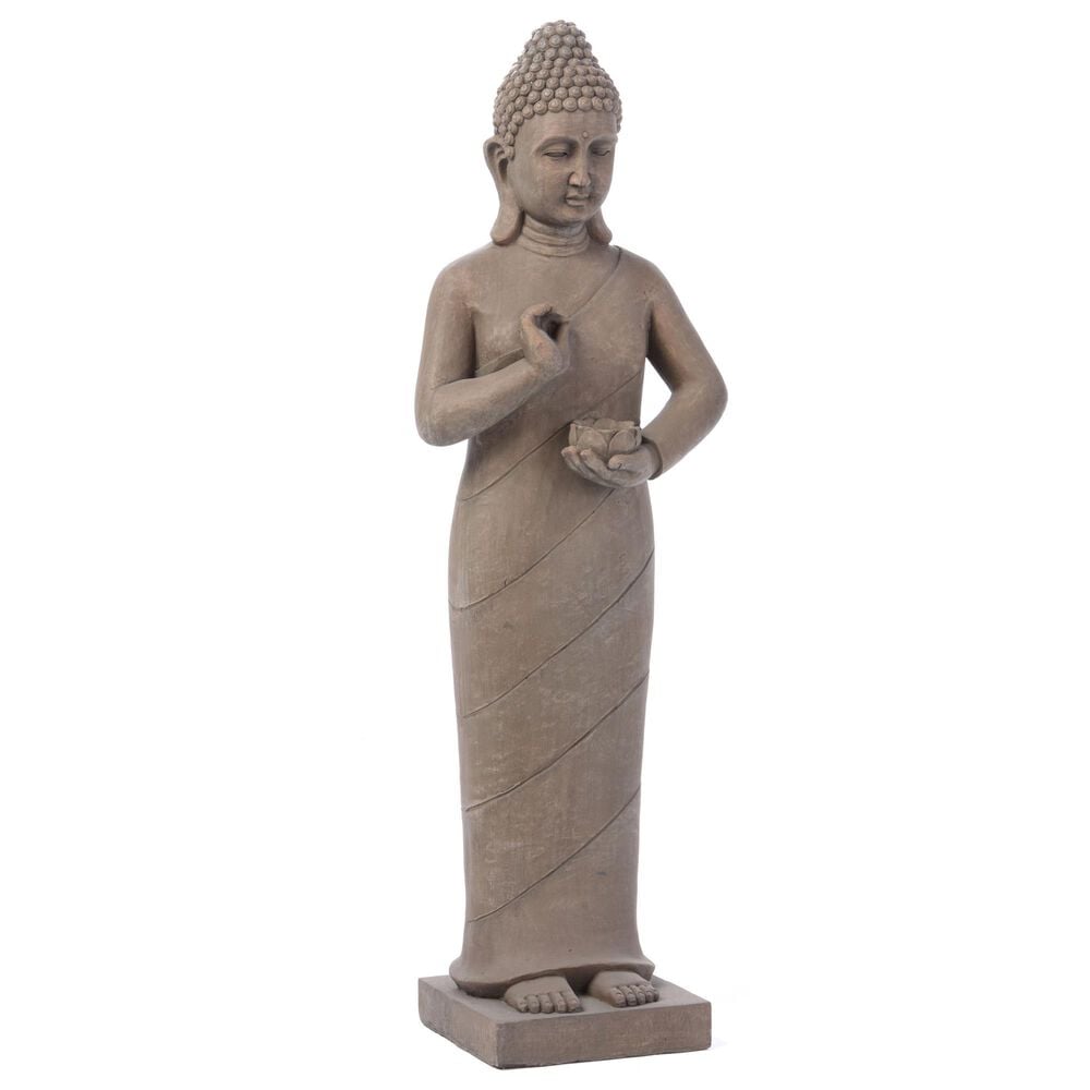 Alfresco Home Standing Thai Buddha Patio Statue in Grey, , large