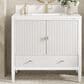 James Martin Vanities Myrrin 36" Vanity in Bright White with Single Hole 3 CM White Zeus Quartz Top & Backsplash, , large