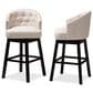 Baxton Studio Theron Swivel Bar Stool with Light Beige Cushion in Espresso (Set of 2), , large