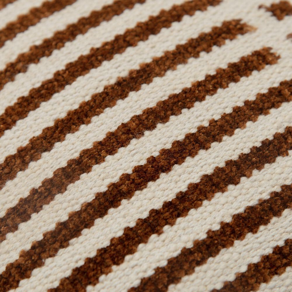 Rizzy Home 14&quot; x 20&quot; Striped Polyester Filled Lumbar Pillow in Natural and Camel, , large