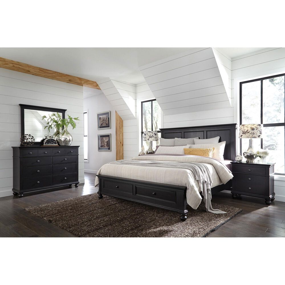 Riva Ridge Oxford Dresser and Mirror in Black Rubbed, , large