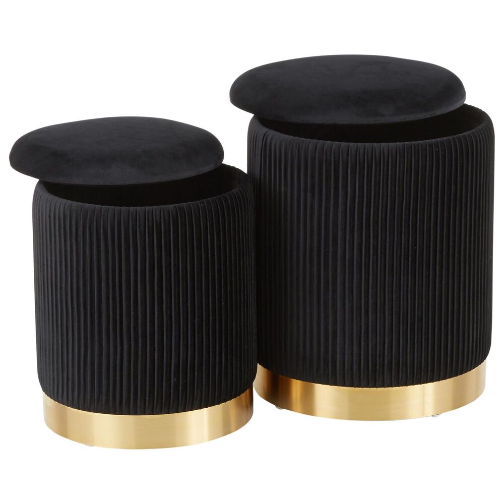 Lumisource Marla 2-Piece Nesting Ottoman Set in Black, , large