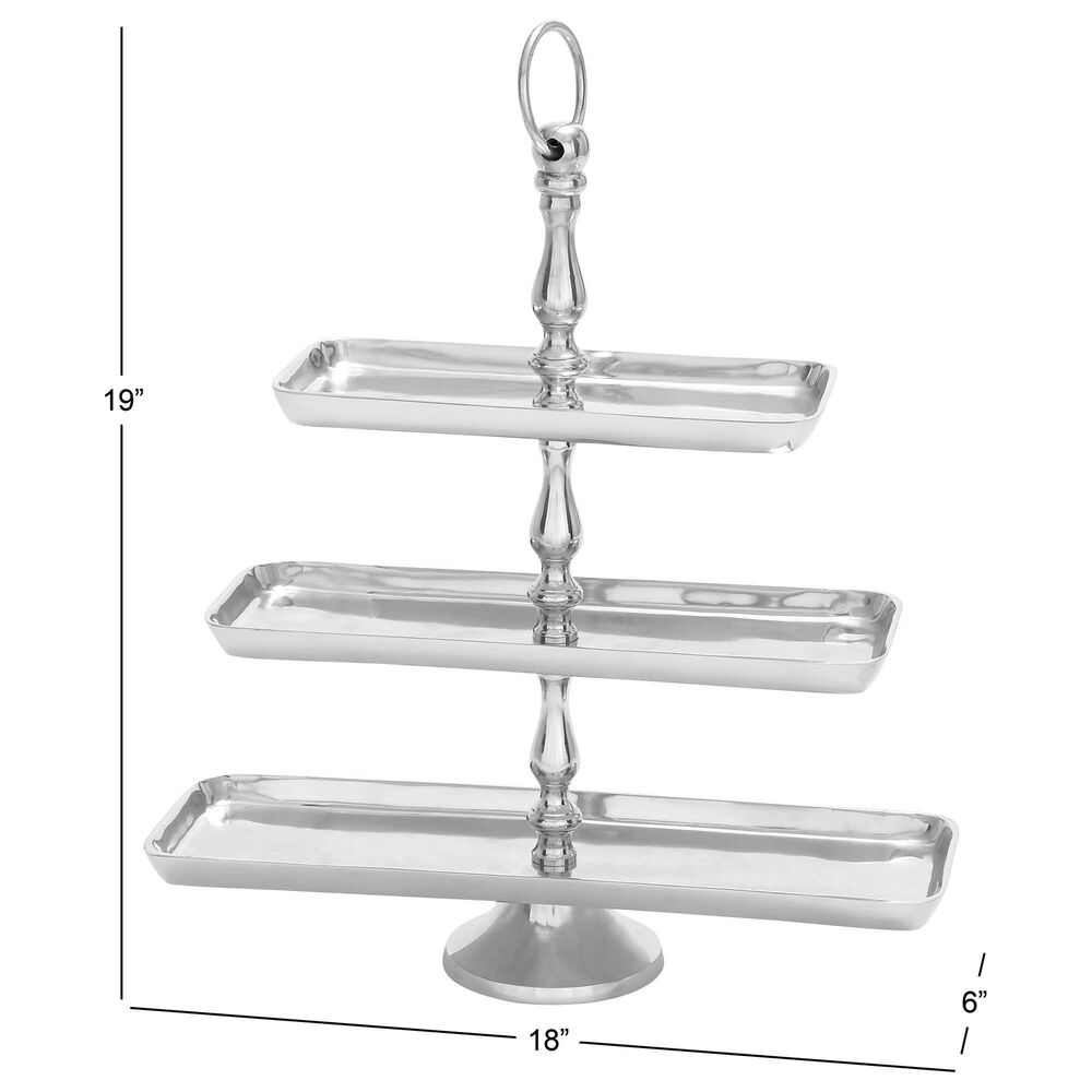 Novogratz 3-Tier Metal Rectangle Server in Silver, , large