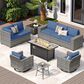 HOMLUX 10-Piece Outdoor Patio Wicker Sectional Furniture Set in Denim Blue, , large
