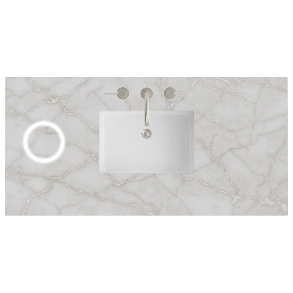 James Martin Vanities Brittany 48" Single Bathroom Vanity in Burnished Mahogany with 3 cm Eternal Jasmine Pearl Silestone Top, Rectangular Sink and FreePower Wireless Charger, , large
