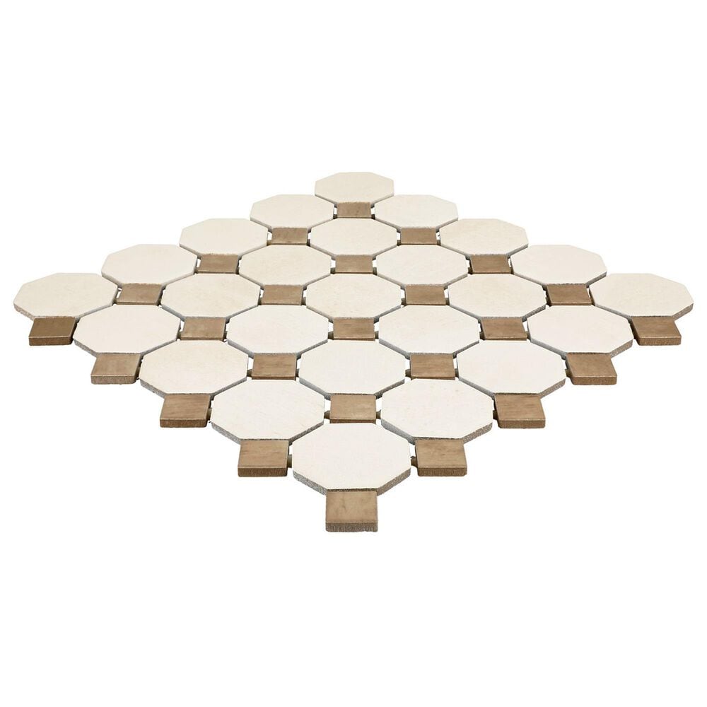Dal-Tile Relicca Pristine Foxed 12" x 12" Octagon Dot Ceramic Mosaic Sheet, , large