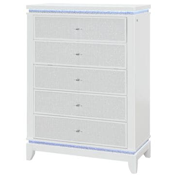 Global Furniture USA Alina 5-Drawer Chest with LED in White, , large