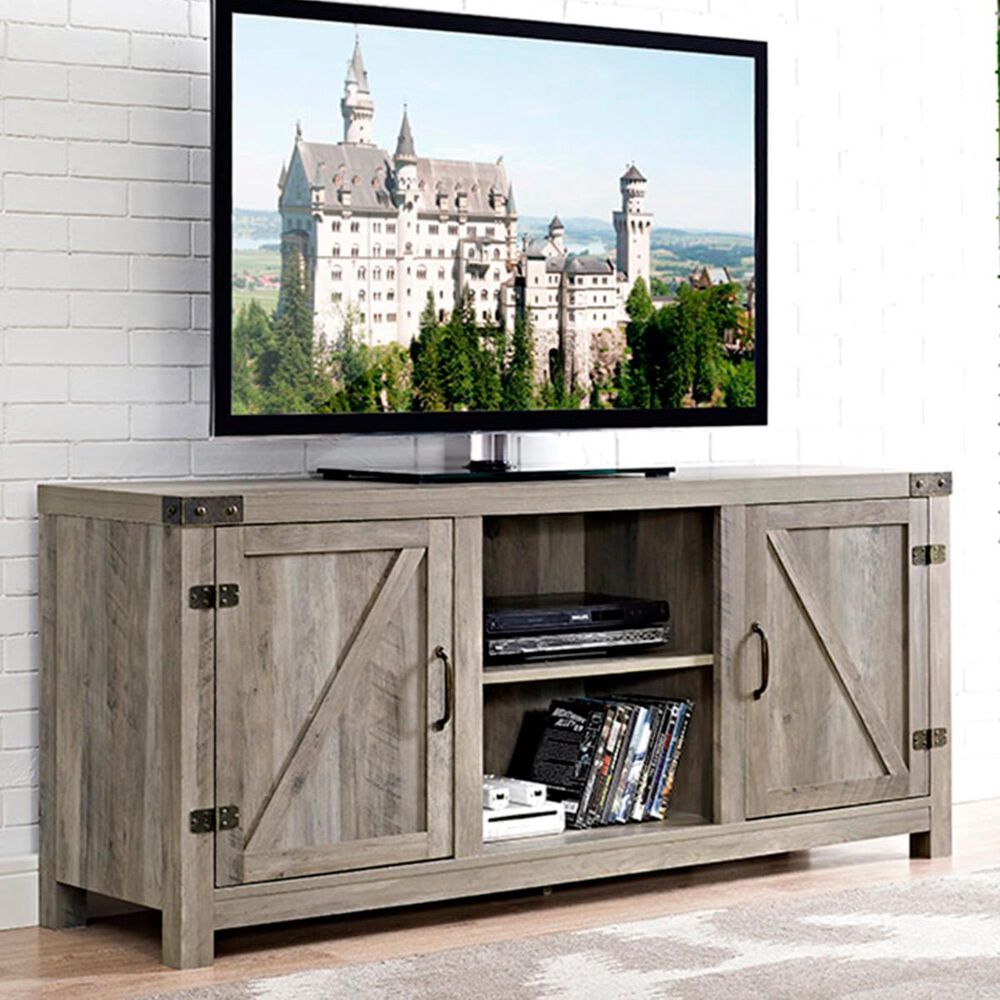 Walker Edison Wallington Collection 58" Barndoor TV Stand in Grey Wash
