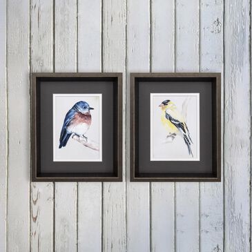 Propac Bird on Branch Framed Art in Gunmetal Gray (Set of 2), , large