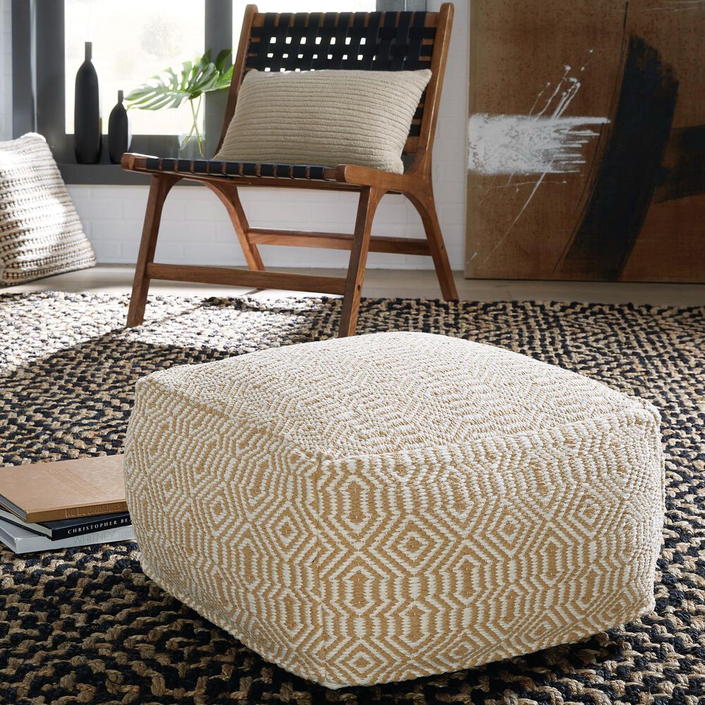 Ashley Adamont Pouf in Tan and Ivory, , large