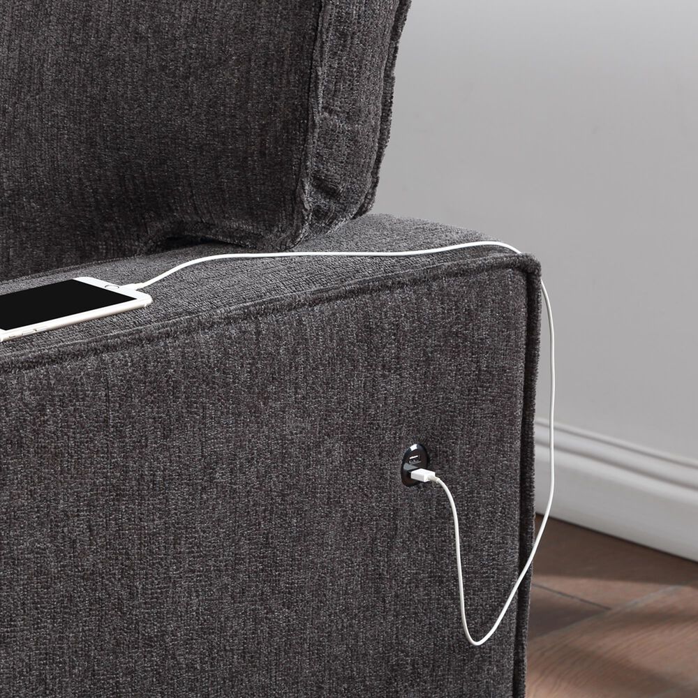 Modern Market Stationary Sleeper Sofa Chaise in Dark Grey, , large