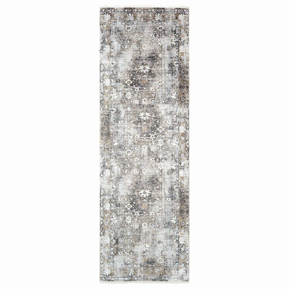 Surya Solar 3" x 9"10" Black, Gray, Charcoal, Saffron and White Runner, , large