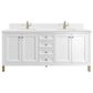 James Martin Vanities Chicago 72" Double Bathroom Vanity in Glossy White with Single Hole 3 cm White Zeus Quartz Top and Rectangular Sinks, , large