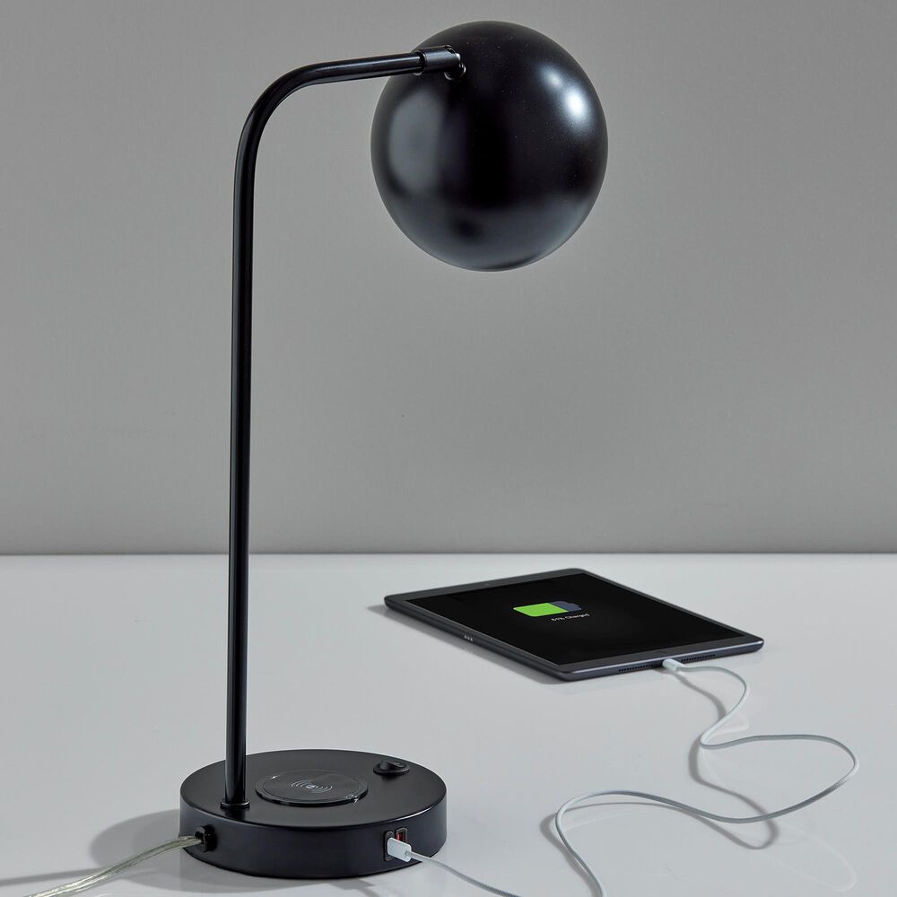 Adesso Emery Desk Lamp with Supercharger in Black, , large
