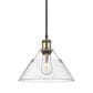 Golden Lighting Orwell 1-Light Medium Pendant with Clear Glass Shade in Aged Brass, , large