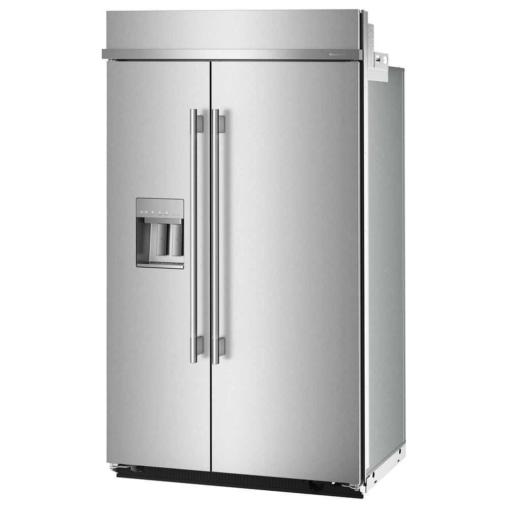 KitchenAid 29.4 Cu. Ft. Built-In Side-by-Side Refrigerator with Exterior Water and Ice Dispenser in PrintShield Stainless Steel, , large