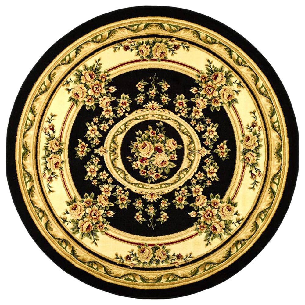 Safavieh Lyndhurst LNH218 8" Round Black and Ivory Area Rug, , large