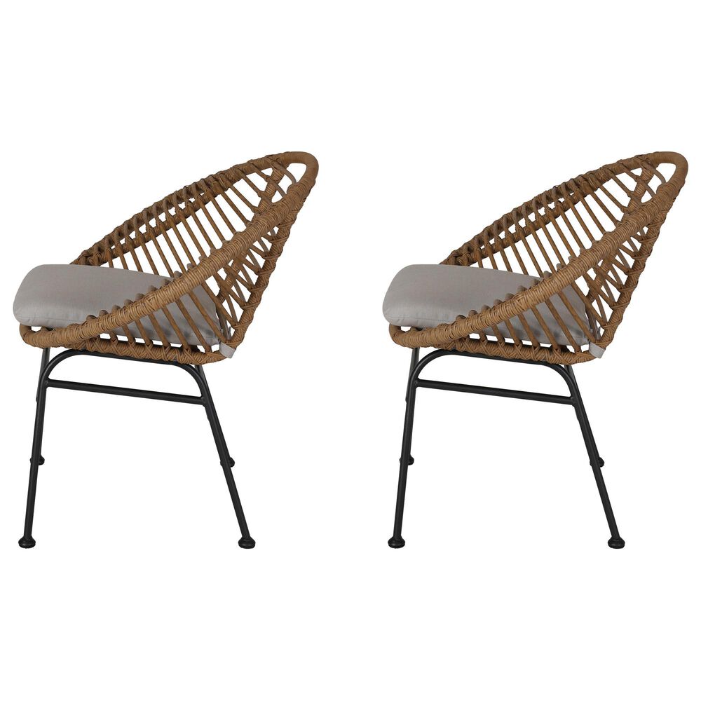 Hearth and Haven Engle Outdoor Armless Chair with Cushions in Beige (Set of 2), , large