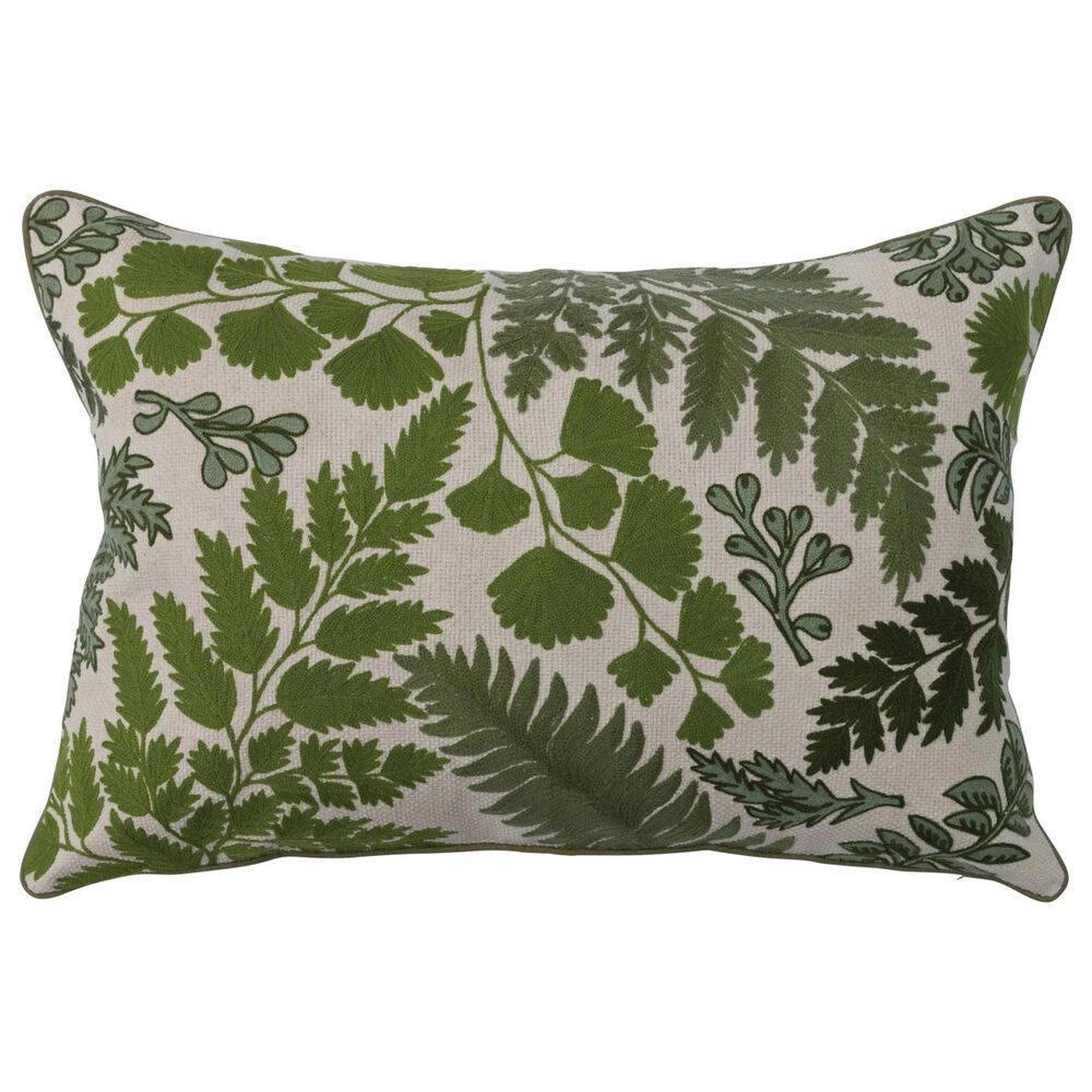 Teak Interiors Botanist 16" x 24" Lumbar Throw Pillow in Green and Natural, , large