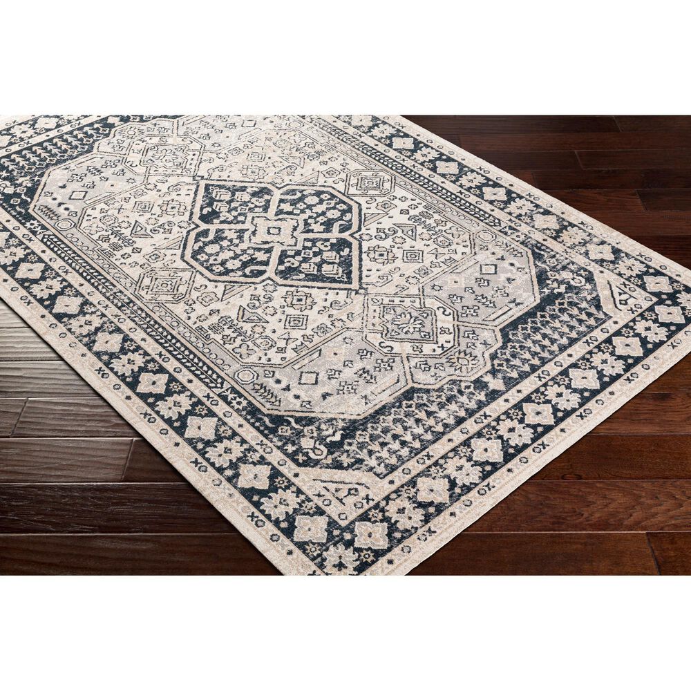 Surya Lavadora 5&#39;3&quot; x 7&#39; Black, Ink Blue, Light Gray, Light Beige and Cream Area Rug, , large