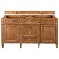 James Martin Vanities Brittany 60" Double Bathroom Vanity in Saddle Brown with 3 cm White Zeus Quartz Top and Rectangular Sinks, , large