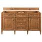 James Martin Vanities Brittany 60" Double Bathroom Vanity in Saddle Brown with 3 cm White Zeus Quartz Top and Rectangular Sinks, , large