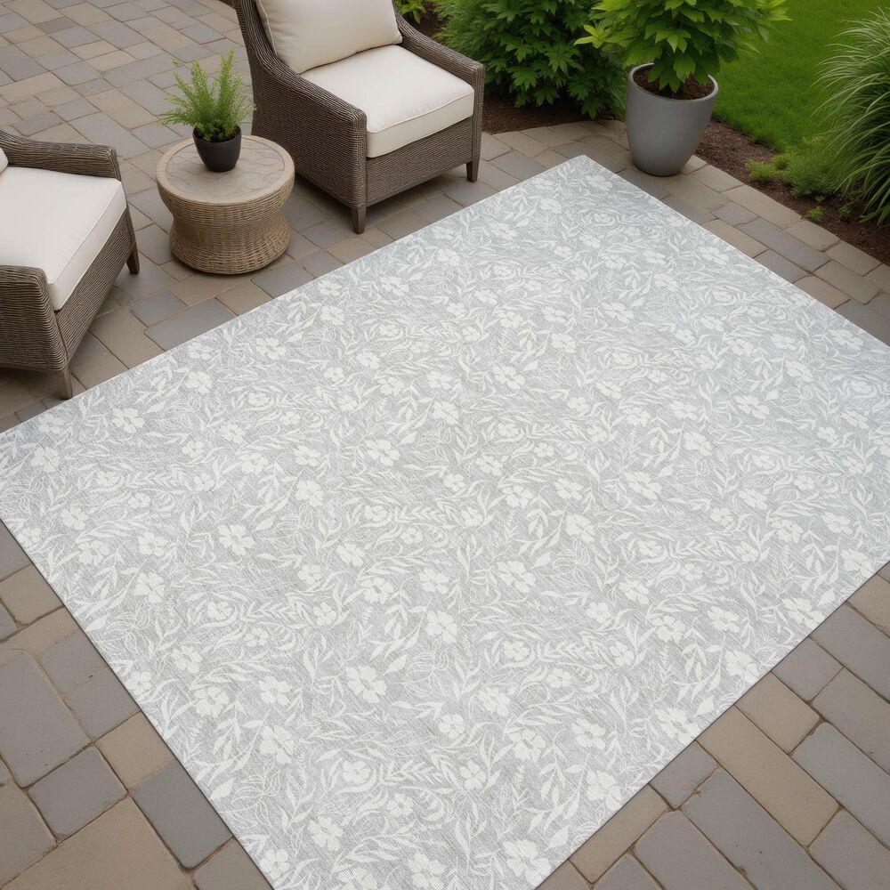 Dalyn Rug Company Soft Essentials Floral Silver 10' x 14' Indoor/Outdoor Area Rug, , large