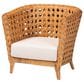 Baxton Studio Daiwa Accent Chair with Light Honey Rattan in White, , large