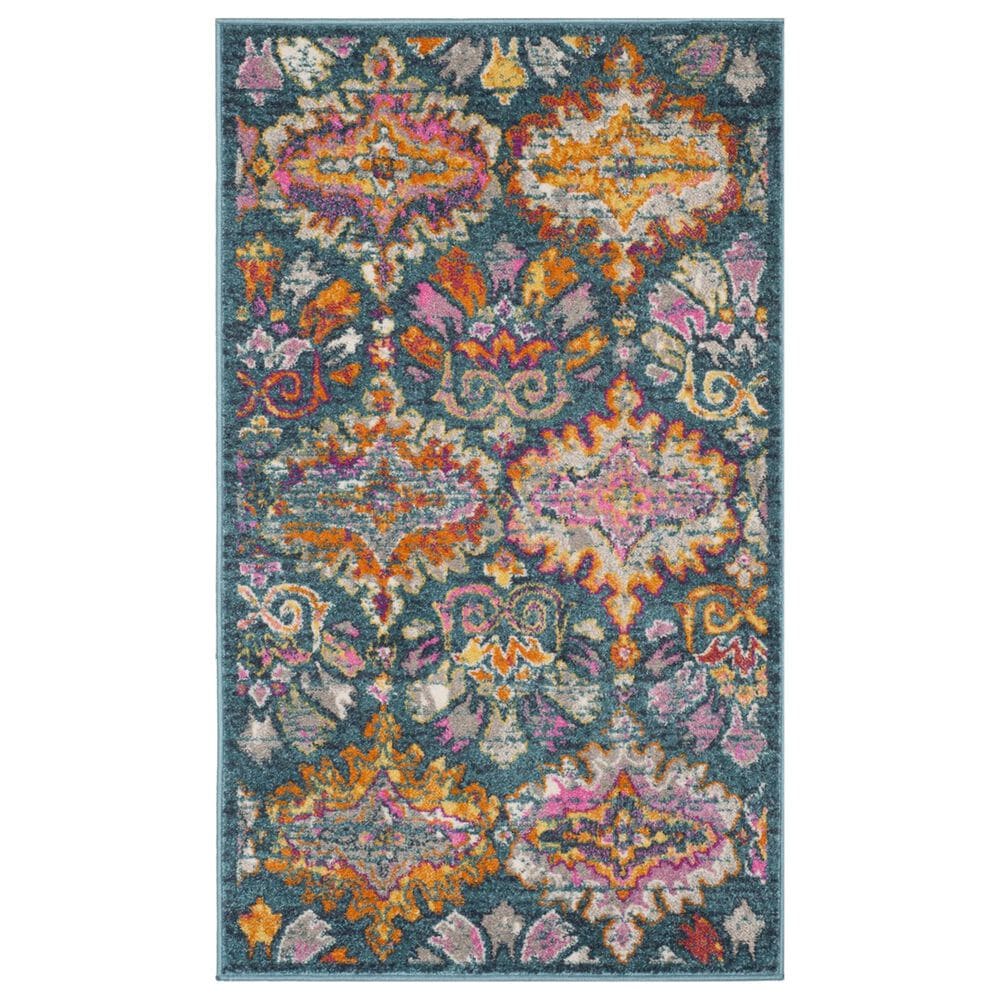 Safavieh Madison MAD144A 4" x 6" Blue and Orange Area Rug, , large