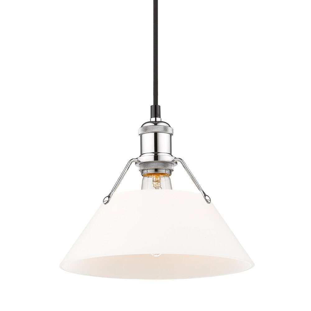 Golden Lighting Orwell 1-Light Medium Pendant with Opal Glass Shade in Chrome, , large