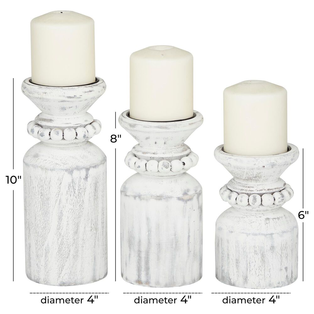 Maple and Jade Candle Holder in Whitewashed (Set of 3) NFM