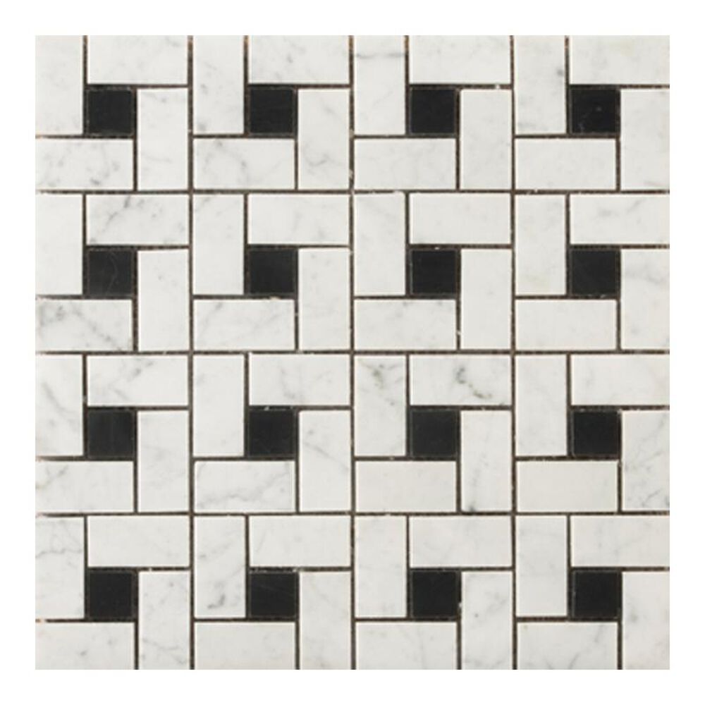 Emser Bianco Gioia Black 12" x 12" Natural Stone Mosaic Sheet, , large