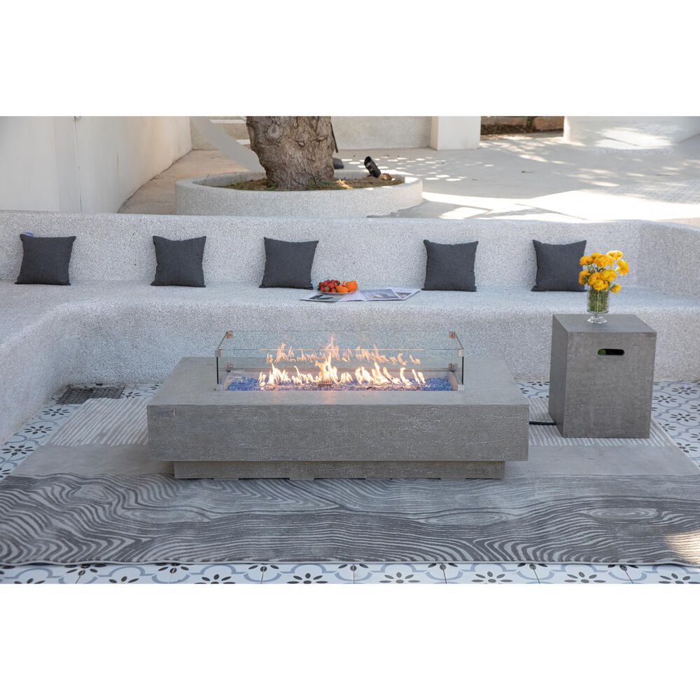 Elementi Fire Riviera Rectangular Propane Fire Pit Table in Light Gray, , large