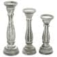 Maple and Jade Turned Pillar Decorative Candle Holder in Washed Gray and Black (Set of 3), , large