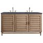 James Martin Vanities Portland 60" Double Bathroom Vanity in Whitewashed Walnut with 3 cm Charcoal Soapstone Quartz Top and Rectangular Sinks, , large