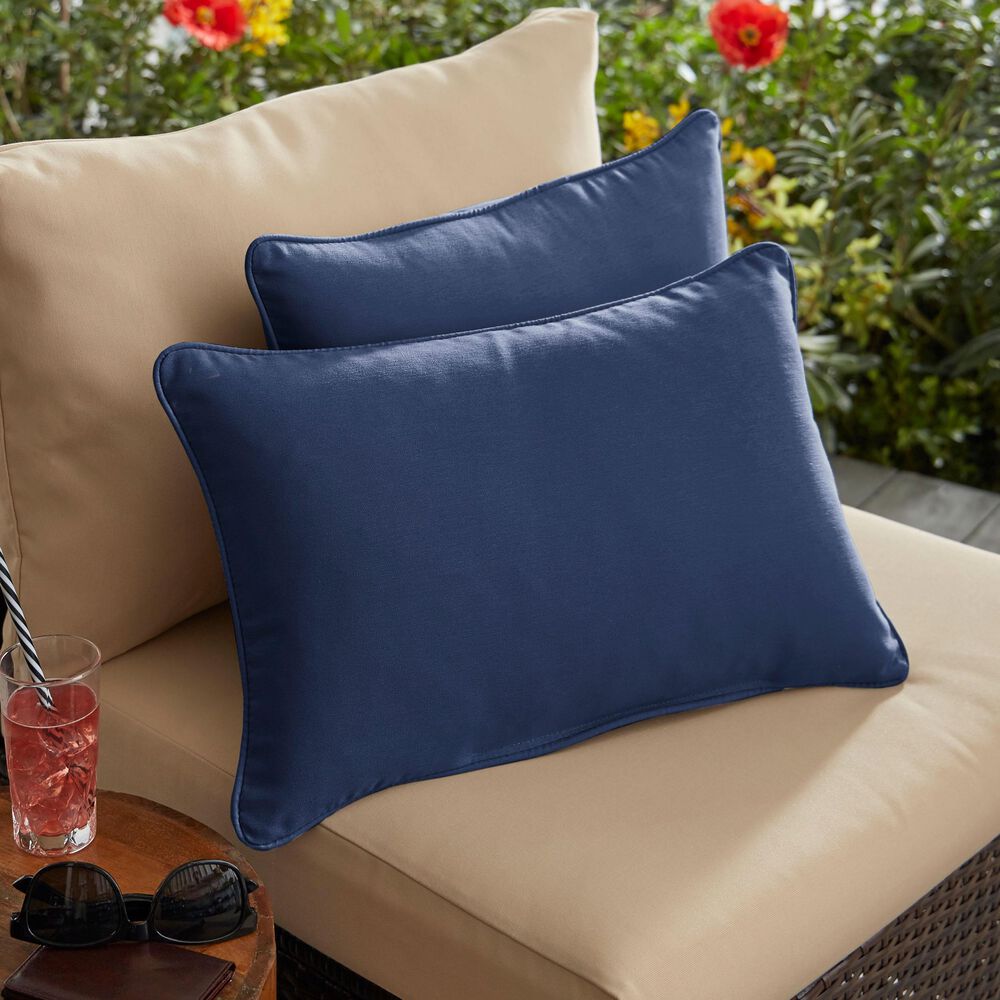 Sorra Home Sunbrella 13" x 20" Pillow in Canvas Navy (Set of 2), , large