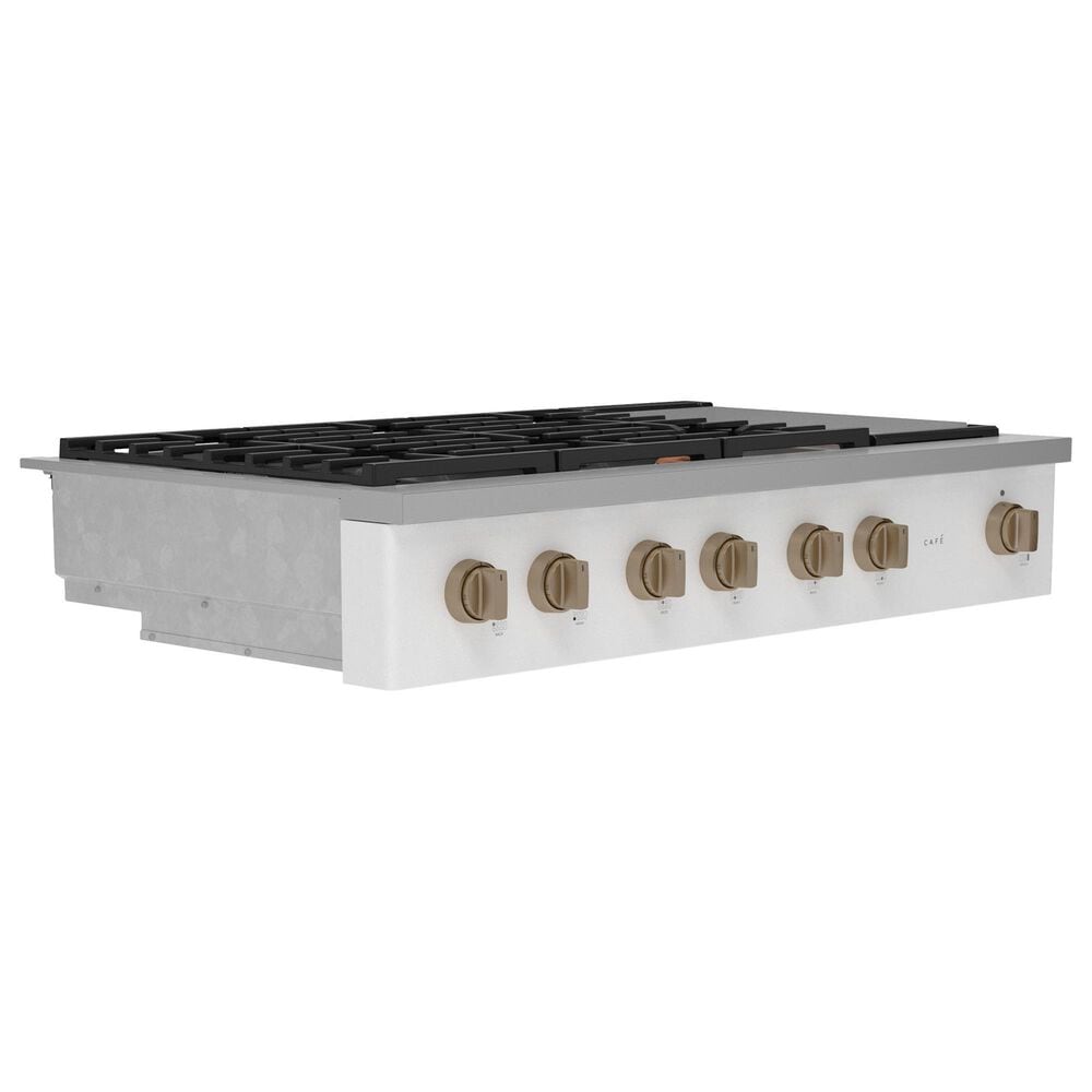 Cafe 48&quot; Natural Gas Rangetop with Integrated Griddle in Matte White and Brushed Bronze, , large