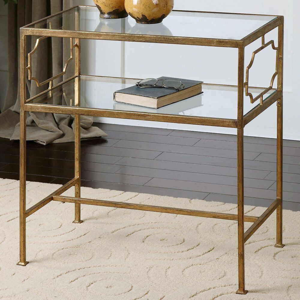 Uttermost Genell Side Table in Antique Gold Leaf, , large
