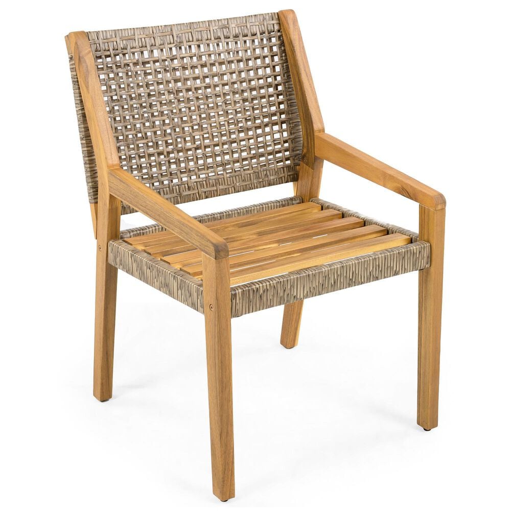 Hearth and Haven 7-Piece Outdoor Rectangular Dining Set with Cream Cushion in Teak, , large
