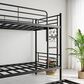 Hearth and Haven Twin Metal Bunk Bed with Trundle Ladder and Full-Length Guardrail in Black, , large