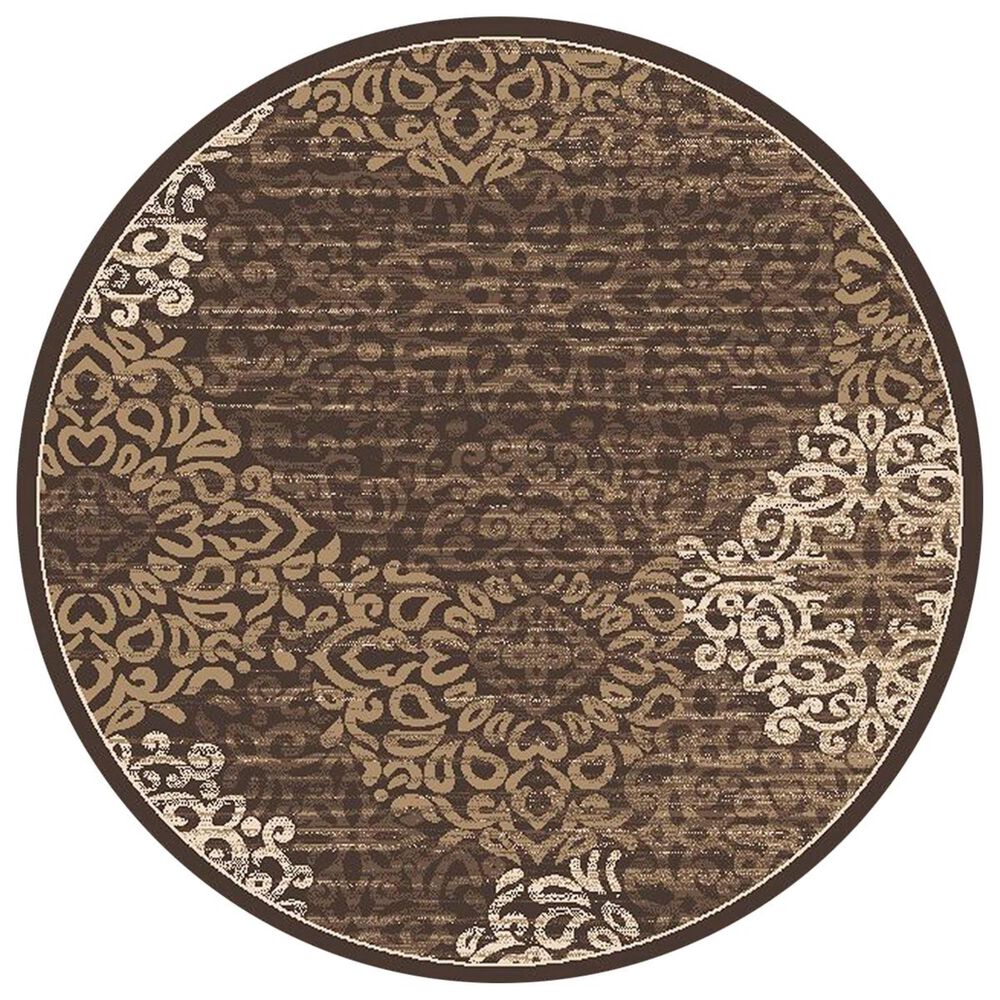 Radici USA Pisa 3471 7'10" Round Brown Area Rug, , large