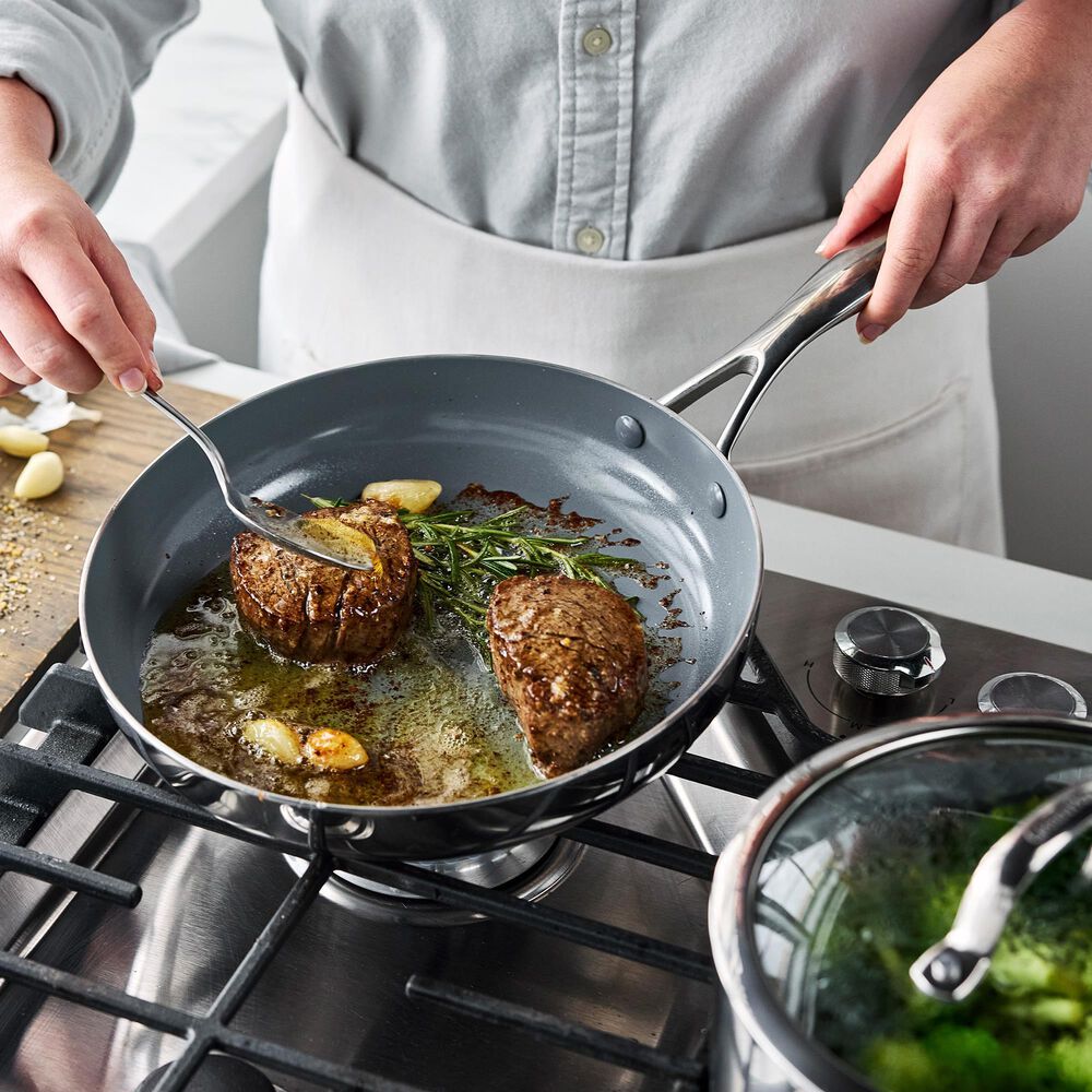 Green Pan Valencia Pro 2-Piece 8" and 10" Open Frypan Set in Stainless Steel, , large