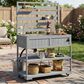 HOMLUX 41.7"" Outdoor Rolling Kitchen Island in Gray, , large