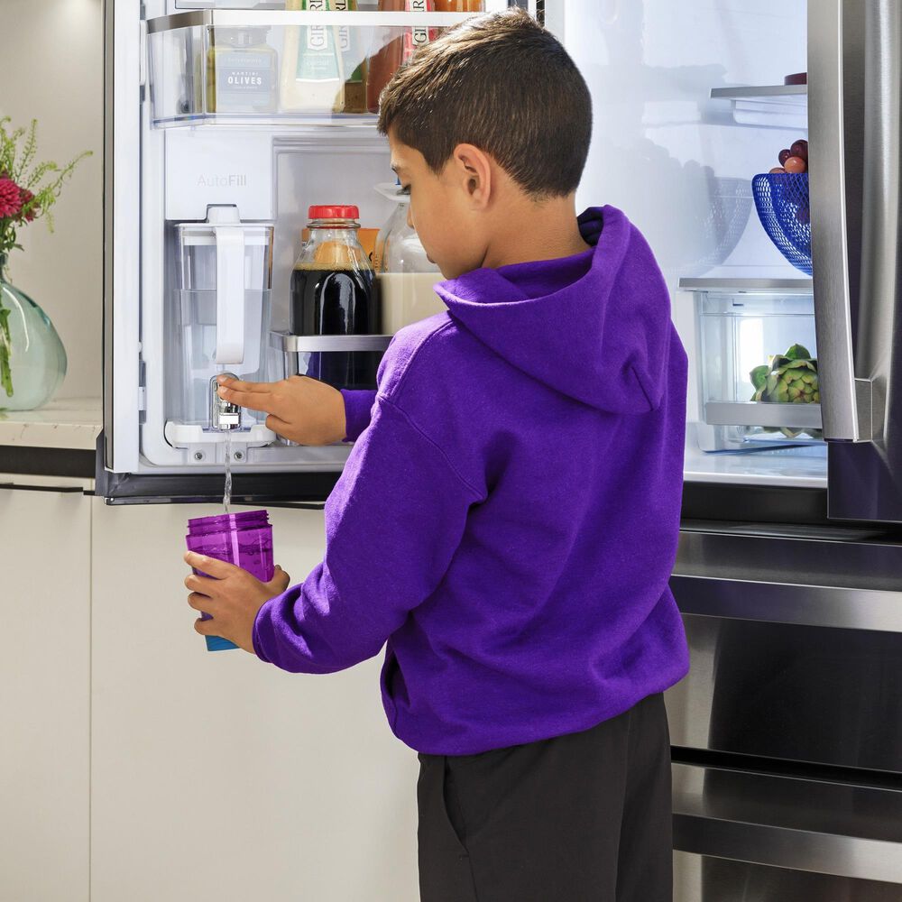 GE Profile 28.3 Cu. Ft. Quad-Door Refrigerator with Dual-Dispense AutoFill Pitcher in Fingerprint Resistant Stainless, , large