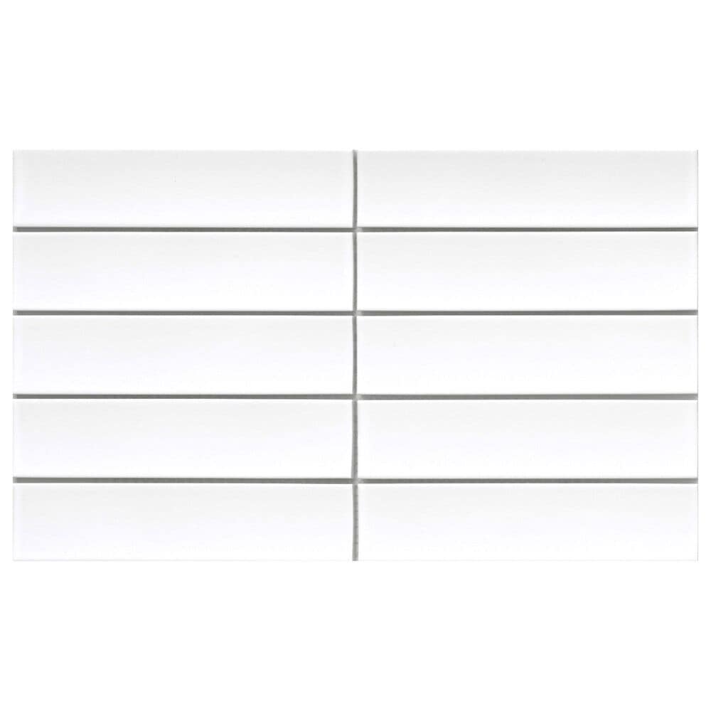 Emser Kaizen White 2" x 8" Rectangle on 9" x 15" Satin Porcelain Mosaic Sheet, , large