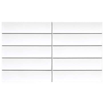 Emser Kaizen White 2" x 8" Rectangle on 9" x 15" Satin Porcelain Mosaic Sheet, , large