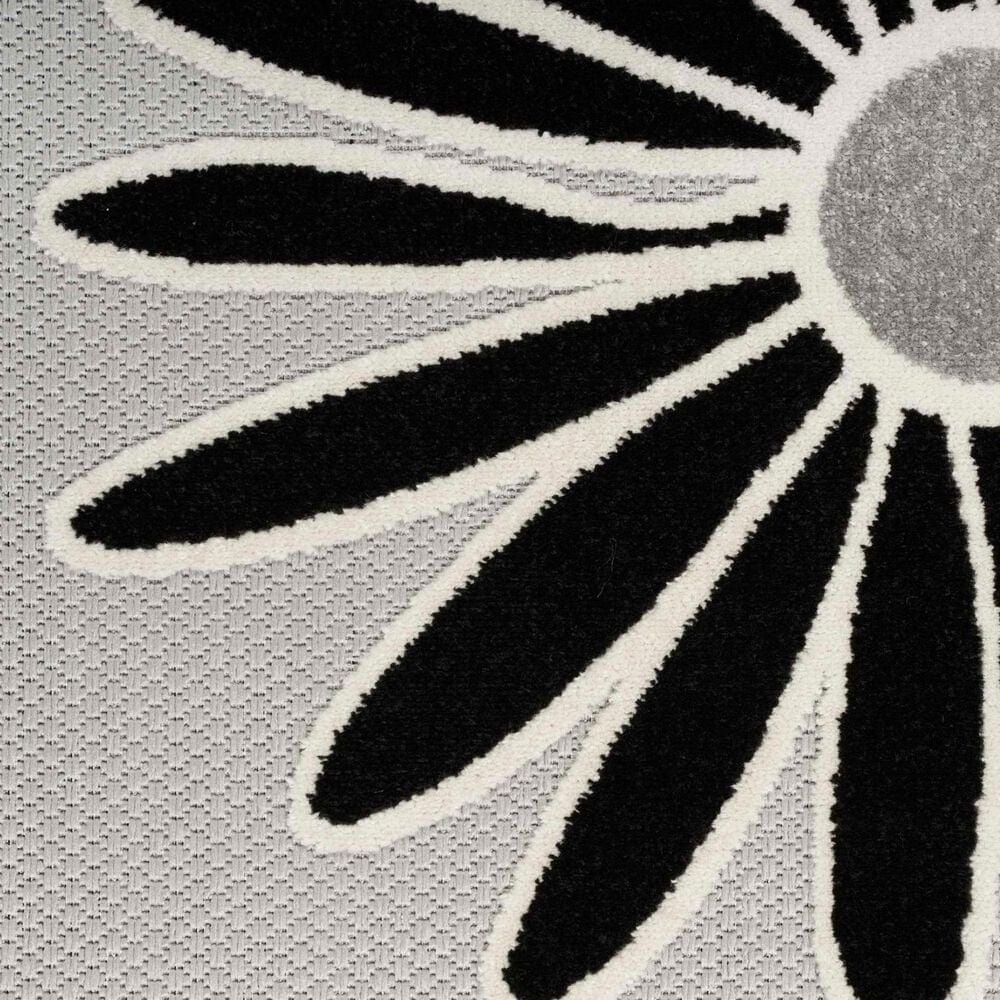 Nourison Aloha 5&#39;3&quot; Round Black and White Indoor/Outdoor Area Rug, , large